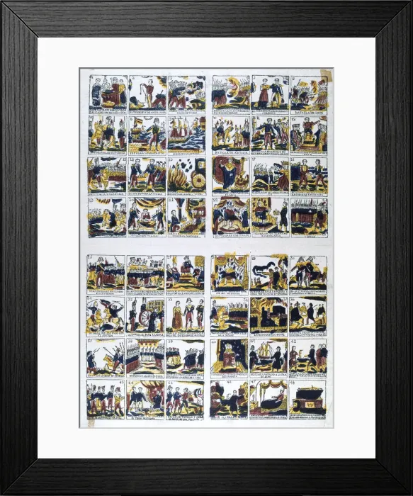 Framed Print : Popular Spanish view of Napoleons life, 19th century Framed Print : Popular Spanish view of Napoleons life, 19th century