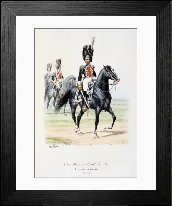 Framed Print : Grenadiers a Cheval du Roi, Lieutenant-Commandant, 1814-15 Artist: Eugene Titeux Framed Print : Grenadiers a Cheval du Roi, Lieutenant-Commandant, 1814-15 Artist: Eugene Titeux