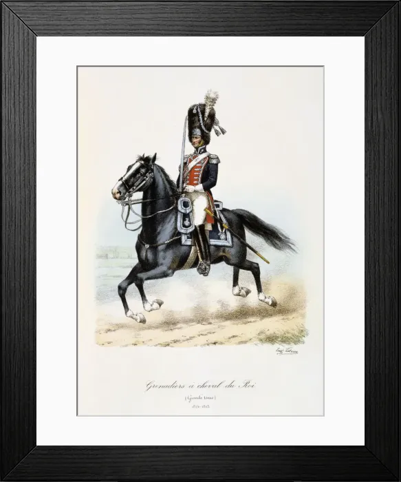 Framed Print : Grenadiers a Cheval du Roi, Grande Tenue, 1814-15 Artist: Eugene Titeux Framed Print : Grenadiers a Cheval du Roi, Grande Tenue, 1814-15 Artist: Eugene Titeux