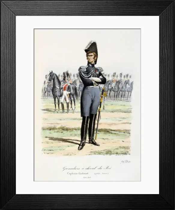 Framed Print : Grenadiers a Cheval du Roi, Capitaine-Lieutenant 1814-15 Artist: Eugene Titeux Framed Print : Grenadiers a Cheval du Roi, Capitaine-Lieutenant 1814-15 Artist: Eugene Titeux