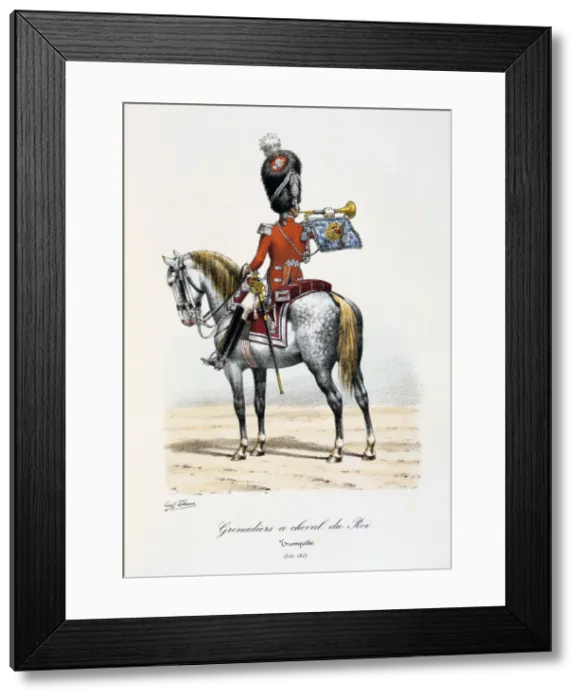 Framed Print : Grenadiers a Cheval du Roi, Trumpeter, 1814-15. Artist: Eugene Titeux Framed Print : Grenadiers a Cheval du Roi, Trumpeter, 1814-15. Artist: Eugene Titeux