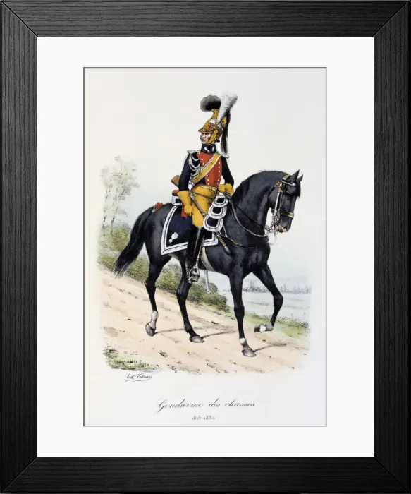 Framed Print : Gendarmes des Chasses, 1815-30. Artist: Eugene Titeux Framed Print : Gendarmes des Chasses, 1815-30. Artist: Eugene Titeux