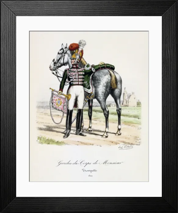 Framed Print : Gardes-du-Corps de Monsieur, Trumpeter, 1820. Artist: Eugene Titeux Framed Print : Gardes-du-Corps de Monsieur, Trumpeter, 1820. Artist: Eugene Titeux
