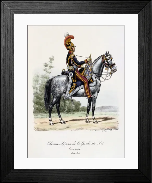 Framed Print : Chevau-Legers de la Garde du Roi, Trumpeter, 1814-15. Artist: Eugene Titeux Framed Print : Chevau-Legers de la Garde du Roi, Trumpeter, 1814-15. Artist: Eugene Titeux