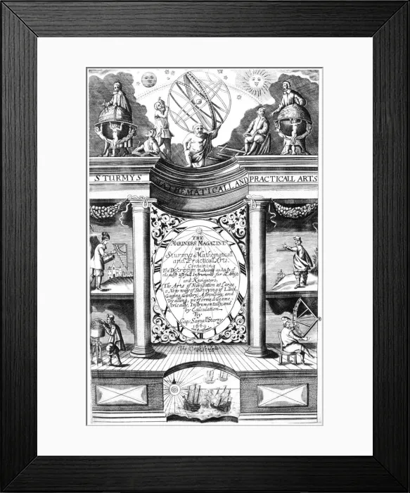 Framed Print : Title page of Samuel Sturmy, Mariners Magazine, London, 1669. Artist: Samuel Sturmy Framed Print : Title page of Samuel Sturmy, Mariners Magazine, London, 1669. Artist: Samuel Sturmy