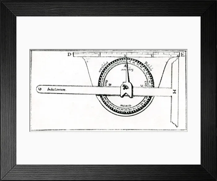 Framed Print : Planimeter used in conjunction with a set square for surveying, 1605