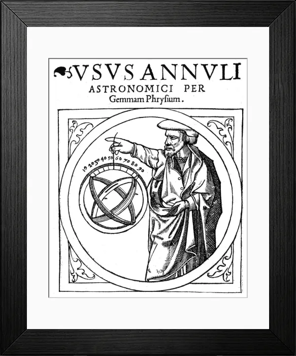 Framed Print : Reiner Gemma Frisius, Dutch astronomer, geographer, cartographer and mathematician, 1539 Framed Print : Reiner Gemma Frisius, Dutch astronomer, geographer, cartographer and mathematician, 1539