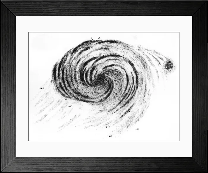 Framed Print : Observation of a spiral galaxy in Canes Venatici drawn by Lord Rosse, 1850. Artist: William Parsons, 3rd Earl of Rosse Framed Print : Observation of a spiral galaxy in Canes Venatici drawn by Lord Rosse, 1850. Artist: William Parsons, 3rd Earl of Rosse