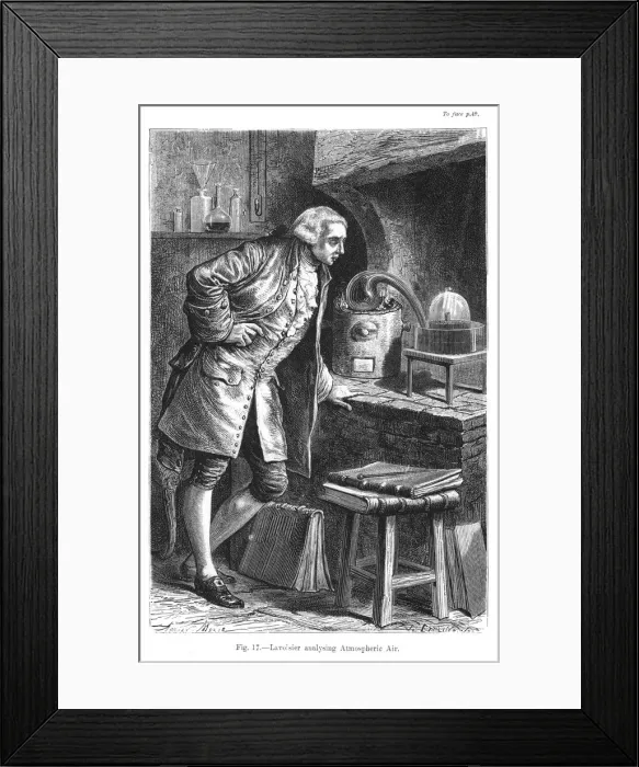 Framed Print : Antoine Laurent Lavoisier, French chemist, investigating the existence of oxygen in the air, 1873 Framed Print : Antoine Laurent Lavoisier, French chemist, investigating the existence of oxygen in the air, 1873