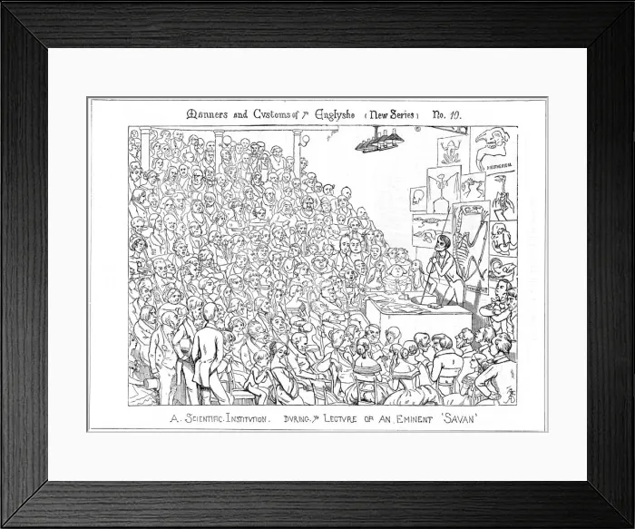 Framed Print : A Scientific Institution. During ye Lecture of an Eminent Savan, 1849. Artist: Richard Doyle Framed Print : A Scientific Institution. During ye Lecture of an Eminent Savan, 1849. Artist: Richard Doyle
