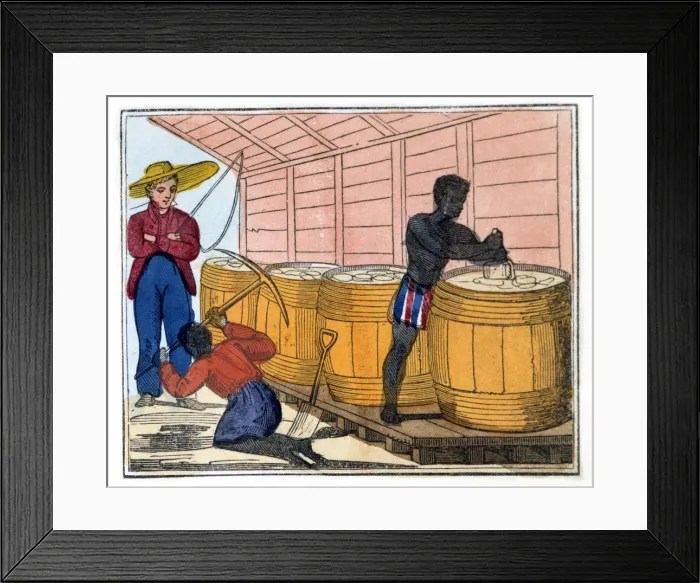 Framed Print : Filling and Heading Casks, 1826. Artist: Amelia Alderson Opie Framed Print : Filling and Heading Casks, 1826. Artist: Amelia Alderson Opie