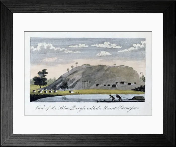Framed Print : View of the Blue Bergh called, Mount Parnassus, 1813. Artist: John Gabriel Stedman Framed Print : View of the Blue Bergh called, Mount Parnassus, 1813. Artist: John Gabriel Stedman