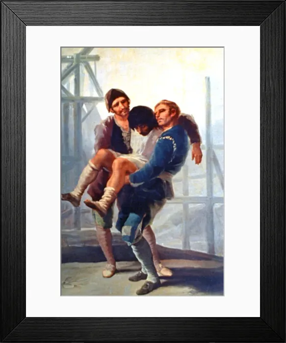 Framed Print : The Injured Mason, 1786-1787. Artist: Francisco Goya Framed Print : The Injured Mason, 1786-1787. Artist: Francisco Goya