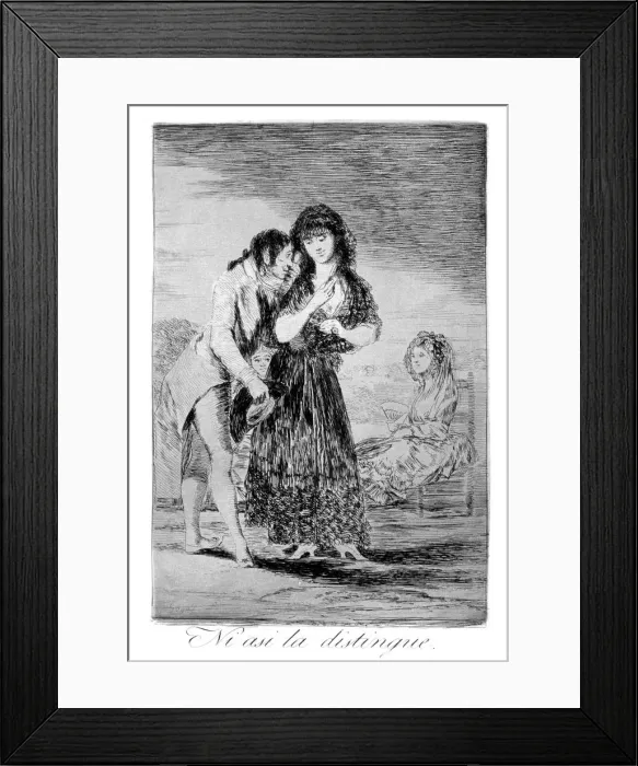 Framed Print : Even thus he cannot make her out, 1799. Artist: Francisco Goya Framed Print : Even thus he cannot make her out, 1799. Artist: Francisco Goya