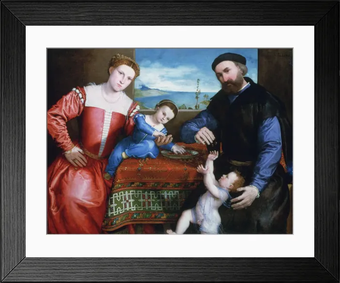 Framed Print : Giovanni della Volta with his Wife and Children, c1547. Artist: Lorenzo Lotto