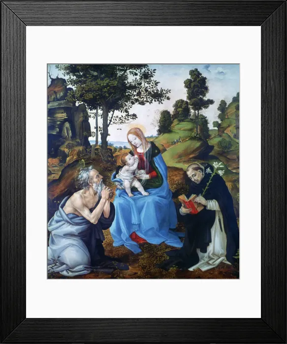 Framed Print : The Virgin and Child with Saints Jerome and Dominic, c1485. Artist: Filippino Lippi Framed Print : The Virgin and Child with Saints Jerome and Dominic, c1485. Artist: Filippino Lippi