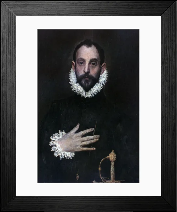 Framed Print : A Nobleman with his Hand on his Chest, c1577-1584. Artist: El Greco Framed Print : A Nobleman with his Hand on his Chest, c1577-1584. Artist: El Greco