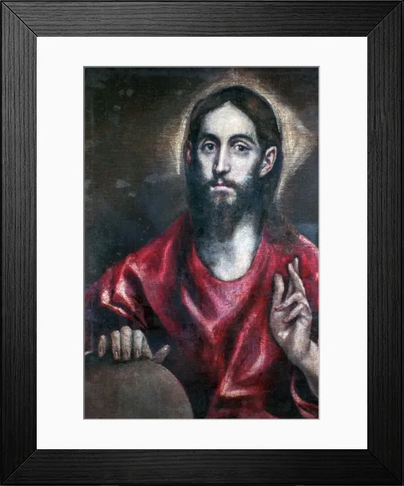 Framed Print : Christ Blessing ( The Saviour of the World ), 17th century. Artist: El Greco Framed Print : Christ Blessing ( The Saviour of the World ), 17th century. Artist: El Greco