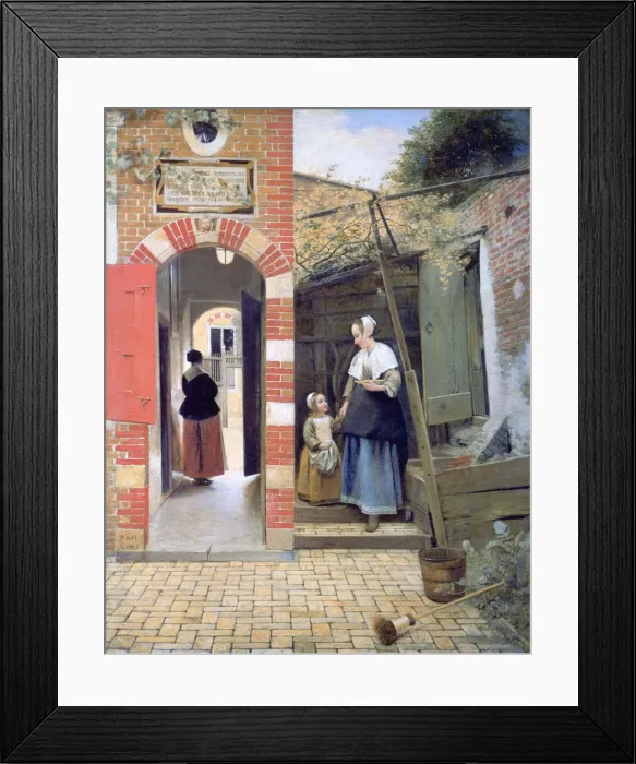 Framed Print : Courtyard of a house in Delft, 1658. Artist: Pieter de Hooch Framed Print : Courtyard of a house in Delft, 1658. Artist: Pieter de Hooch