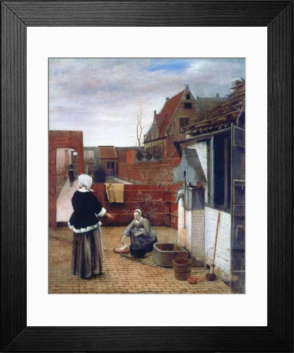 Framed Print : A Woman and a Maid in a Courtyard, c1660-1661. Artist: Pieter de Hooch Framed Print : A Woman and a Maid in a Courtyard, c1660-1661. Artist: Pieter de Hooch