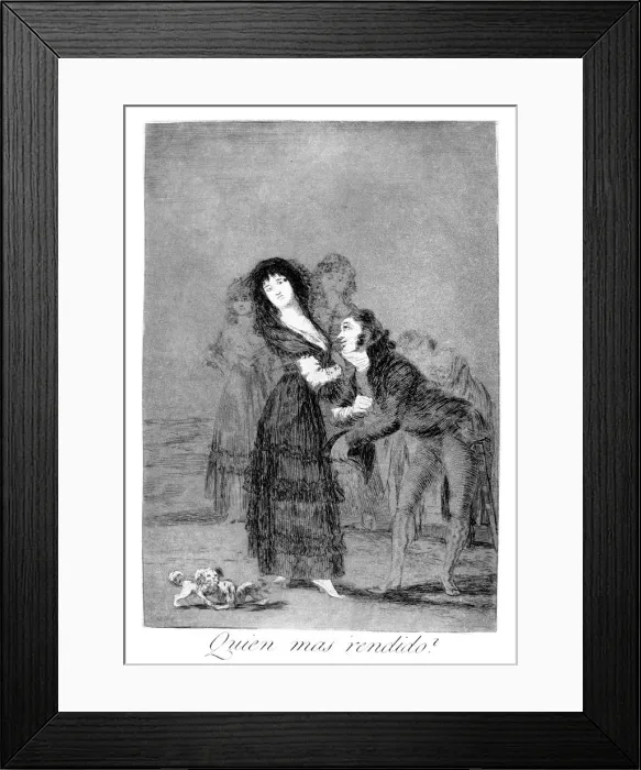 Framed Print : Which of them is more overcome?, 1799. Artist: Francisco Goya Framed Print : Which of them is more overcome?, 1799. Artist: Francisco Goya