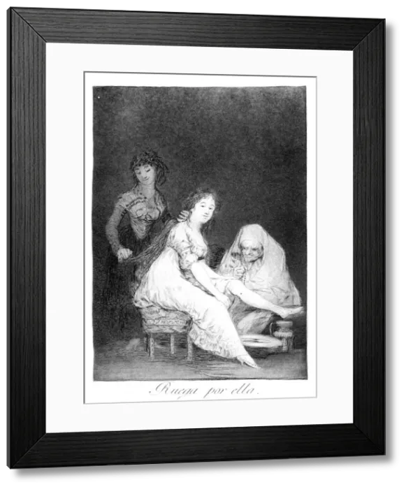 Framed Print : She prays for her, 1799. Artist: Francisco Goya Framed Print : She prays for her, 1799. Artist: Francisco Goya
