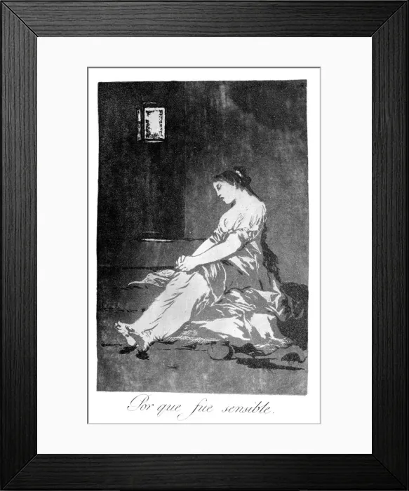 Framed Print : Because she was susceptible, 1799. Artist: Francisco Goya Framed Print : Because she was susceptible, 1799. Artist: Francisco Goya