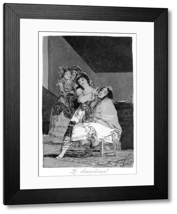 Framed Print : She fleeces him, 1799. Artist: Francisco Goya Framed Print : She fleeces him, 1799. Artist: Francisco Goya