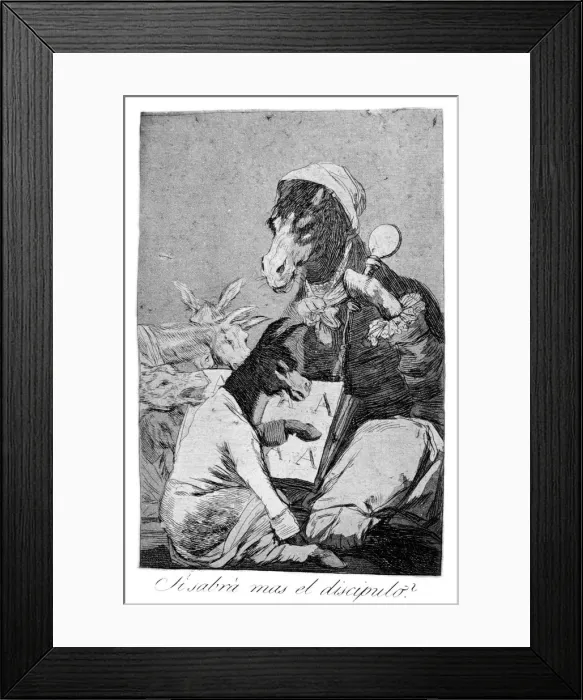 Framed Print : Might not the pupil know more?, 1799. Artist: Francisco Goya Framed Print : Might not the pupil know more?, 1799. Artist: Francisco Goya
