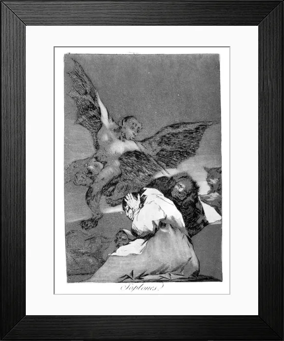 Framed Print : Swallow it, dog, 1799. Artist: Francisco Goya Framed Print : Swallow it, dog, 1799. Artist: Francisco Goya