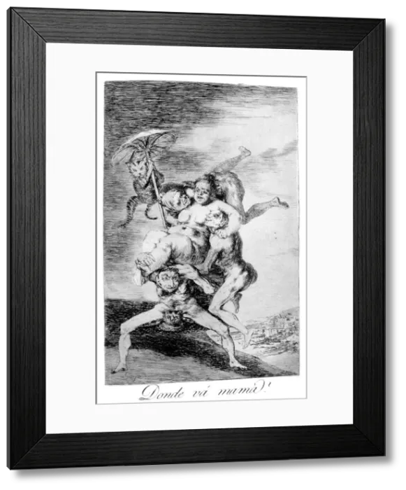 Framed Print : Where is mother going?, 1799. Artist: Francisco Goya Framed Print : Where is mother going?, 1799. Artist: Francisco Goya