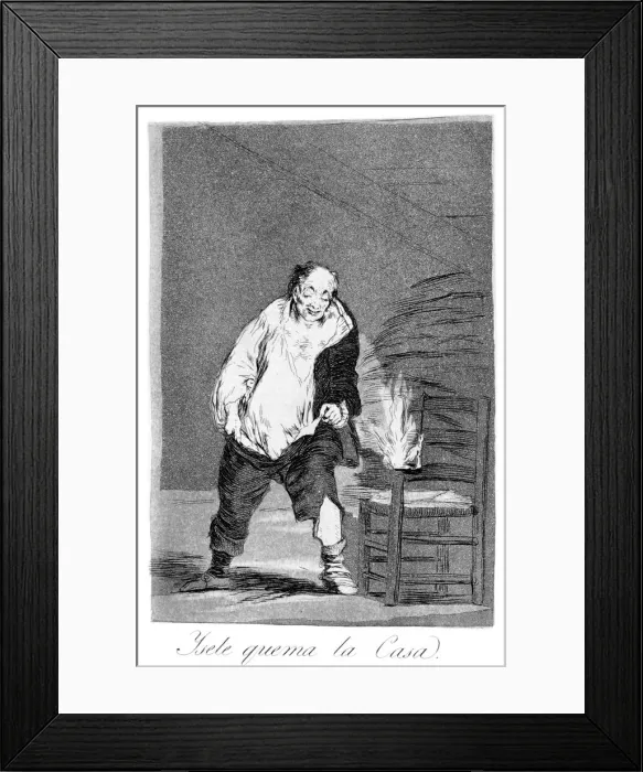 Framed Print : And his house is on fire, 1799. Artist: Francisco Goya Framed Print : And his house is on fire, 1799. Artist: Francisco Goya