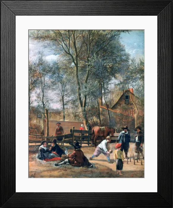 Framed Print : Skittle Players outside an Inn, c1660. Artist: Jan Steen Framed Print : Skittle Players outside an Inn, c1660. Artist: Jan Steen