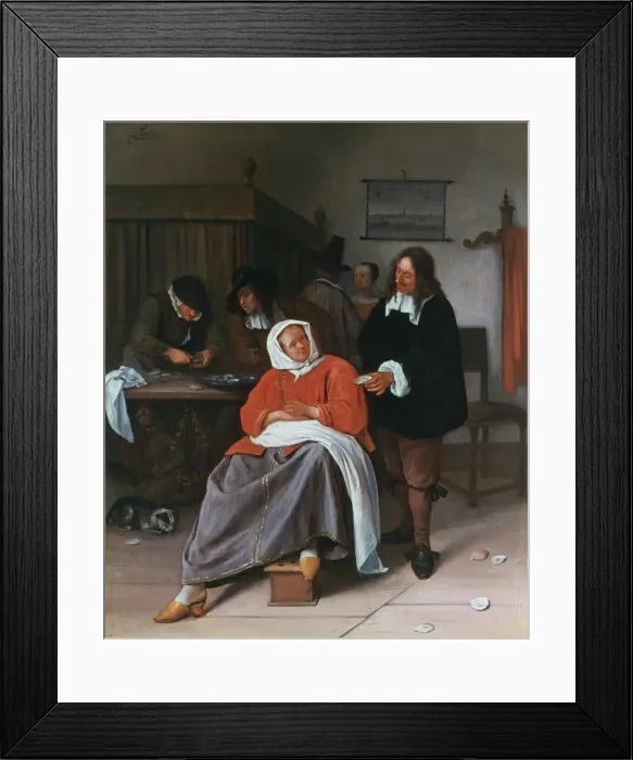 Framed Print : A Man Offering an Oyster to a Woman, c1660-1665. Artist: Jan Steen Framed Print : A Man Offering an Oyster to a Woman, c1660-1665. Artist: Jan Steen