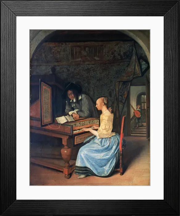 Framed Print : A Young Woman playing a Harpsichord, c1659. Artist: Jan Steen Framed Print : A Young Woman playing a Harpsichord, c1659. Artist: Jan Steen