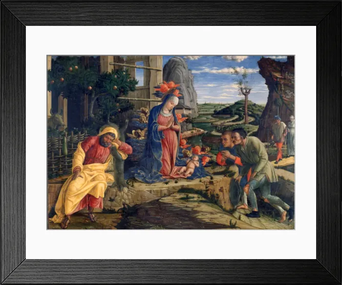Framed Print : The Adoration of the Shepherds, c1450. Artist: Andrea Mantegna Framed Print : The Adoration of the Shepherds, c1450. Artist: Andrea Mantegna