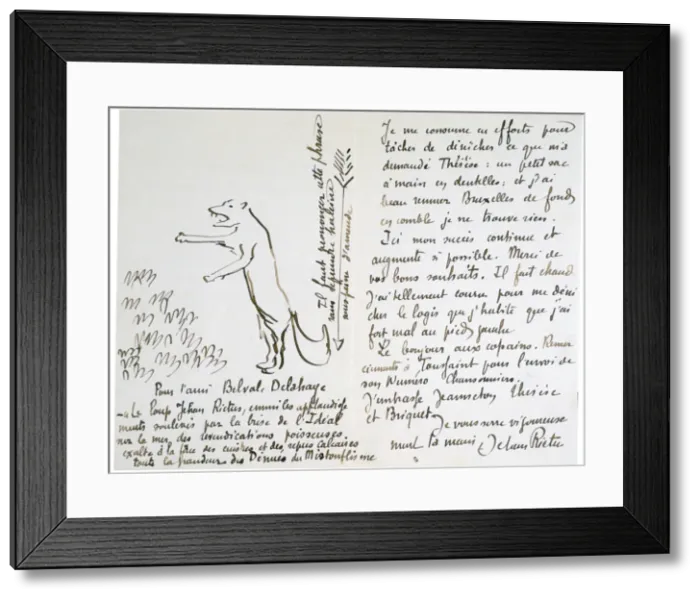 Framed Print : The Wolf, c1900-1933. Artist: Jehan Rictus Framed Print : The Wolf, c1900-1933. Artist: Jehan Rictus