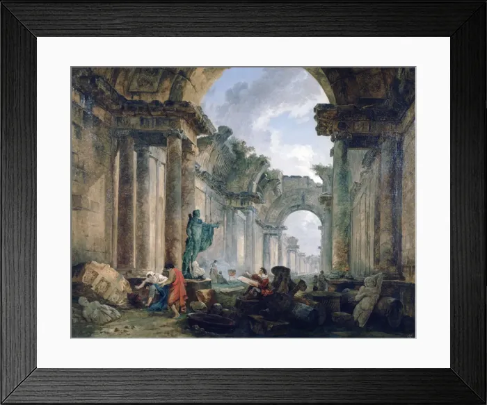Framed Print : Imaginary View of the Grand Gallery of the Louvre in Ruins, 1796. Artist: Robert Hubert Framed Print : Imaginary View of the Grand Gallery of the Louvre in Ruins, 1796. Artist: Robert Hubert