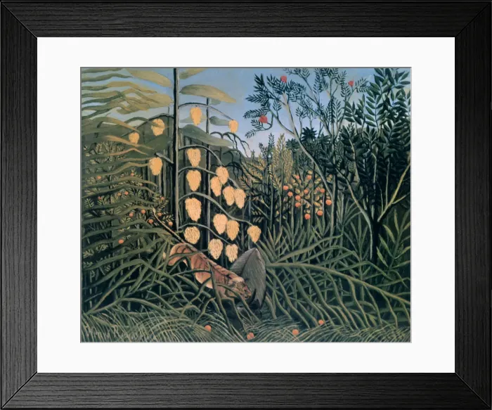 Framed Print : Tropical Forest: Battling Tiger and Buffalo, 1908. Artist: Henri Rousseau Framed Print : Tropical Forest: Battling Tiger and Buffalo, 1908. Artist: Henri Rousseau