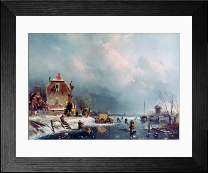 Framed Print : Frozen River, 1787-1870. Artist: Andreas Schelfhout Framed Print : Frozen River, 1787-1870. Artist: Andreas Schelfhout