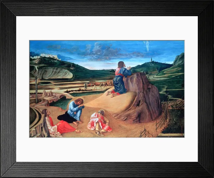 Framed Print : The Agony in the Garden, c1465. Artist: Giovanni Bellini Framed Print : The Agony in the Garden, c1465. Artist: Giovanni Bellini