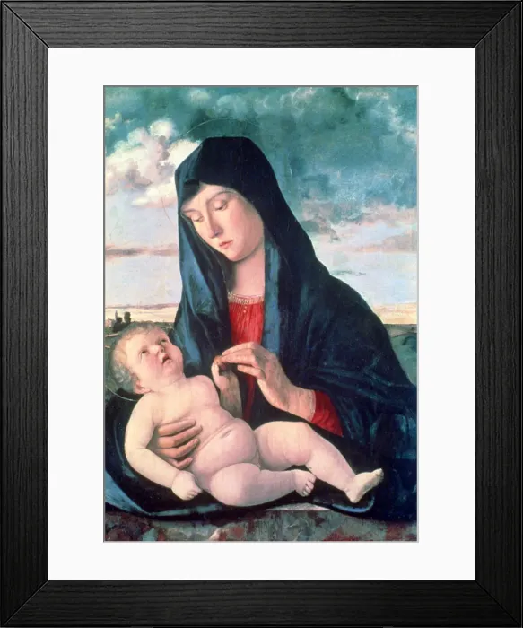 Framed Print : Madonna and Child in a Landscape, c1480-1485. Artist: Giovanni Bellini Framed Print : Madonna and Child in a Landscape, c1480-1485. Artist: Giovanni Bellini