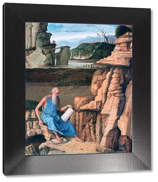 Saint Jerome reading in a Landscape, c1480-1485. Artist: Giovanni Bellini