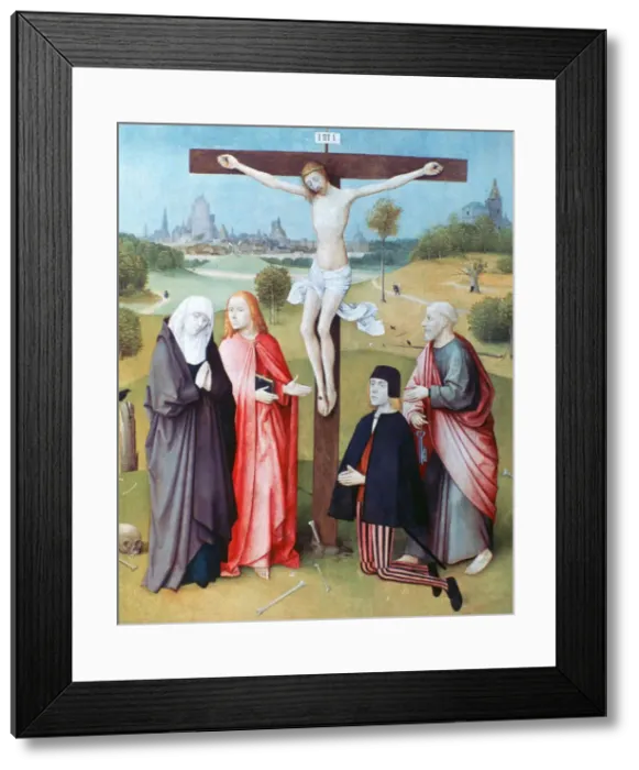 Framed Print : Christ on the Cross with Donors and Saints, c1480-1516. Artist: Hieronymus Bosch Framed Print : Christ on the Cross with Donors and Saints, c1480-1516. Artist: Hieronymus Bosch