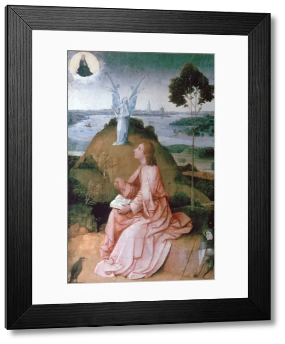 Framed Print : St John the Evangelist on Patmos, 1504-1505. Artist: Hieronymus Bosch Framed Print : St John the Evangelist on Patmos, 1504-1505. Artist: Hieronymus Bosch