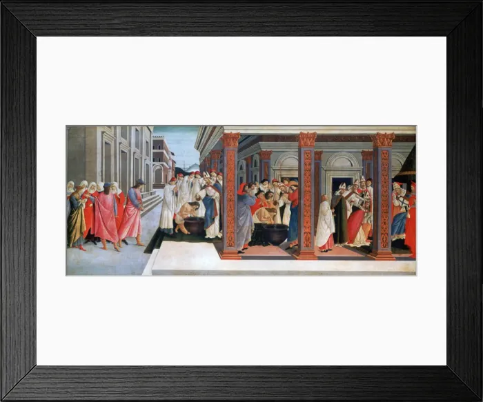 Framed Print : Four Scenes from the Early Life of Saint Zenobius, c1500. Artist: Sandro Botticelli Framed Print : Four Scenes from the Early Life of Saint Zenobius, c1500. Artist: Sandro Botticelli