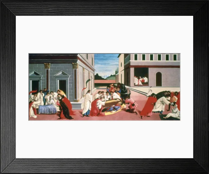 Framed Print : Three Miracles of St Zenobius, 1500-1505. Artist: Sandro Botticelli Framed Print : Three Miracles of St Zenobius, 1500-1505. Artist: Sandro Botticelli