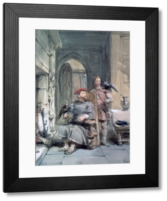 Framed Print : Knight and Page, 19th century. Artist: George Cattermole Framed Print : Knight and Page, 19th century. Artist: George Cattermole