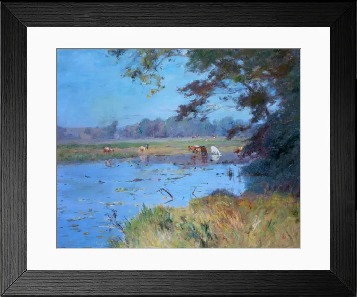 Framed Print : The Watering Pond, c1868-1917. Artist: Walter Clark Framed Print : The Watering Pond, c1868-1917. Artist: Walter Clark