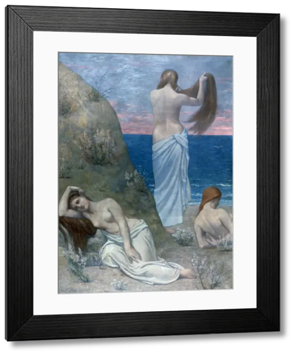 Framed Print : Young Girls by the Sea, before 1894. Artist: Pierre Puvis de Chavannes Framed Print : Young Girls by the Sea, before 1894. Artist: Pierre Puvis de Chavannes